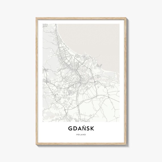 Gdansk Poland Minimalist City Street Map Baltic Coast Poster