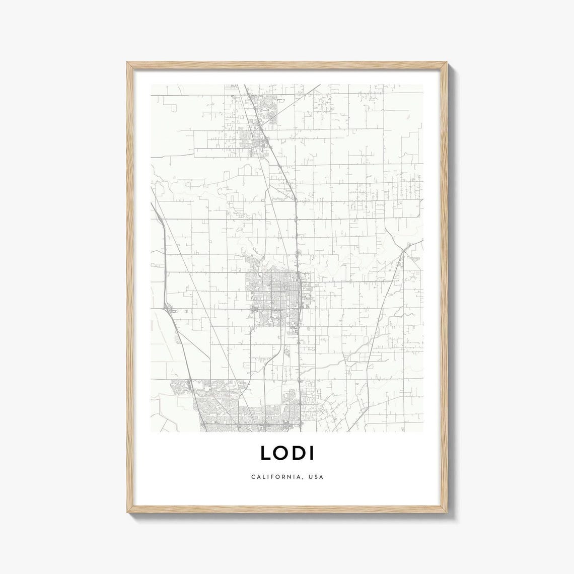 Lodi California Minimalist City Map Print USA Town Wall Decor Grid