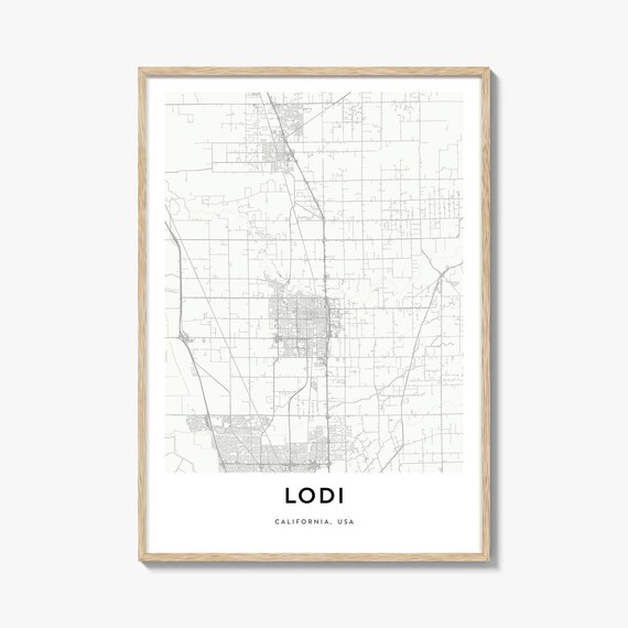 Lodi California Minimalist City Map Print USA Town Wall Decor Grid