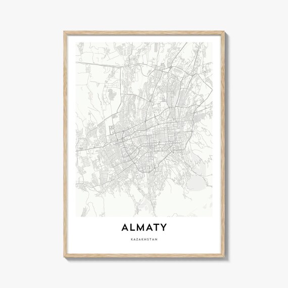Almaty Kazakhstan Minimalist City Street Map Art Poster Asia Travel