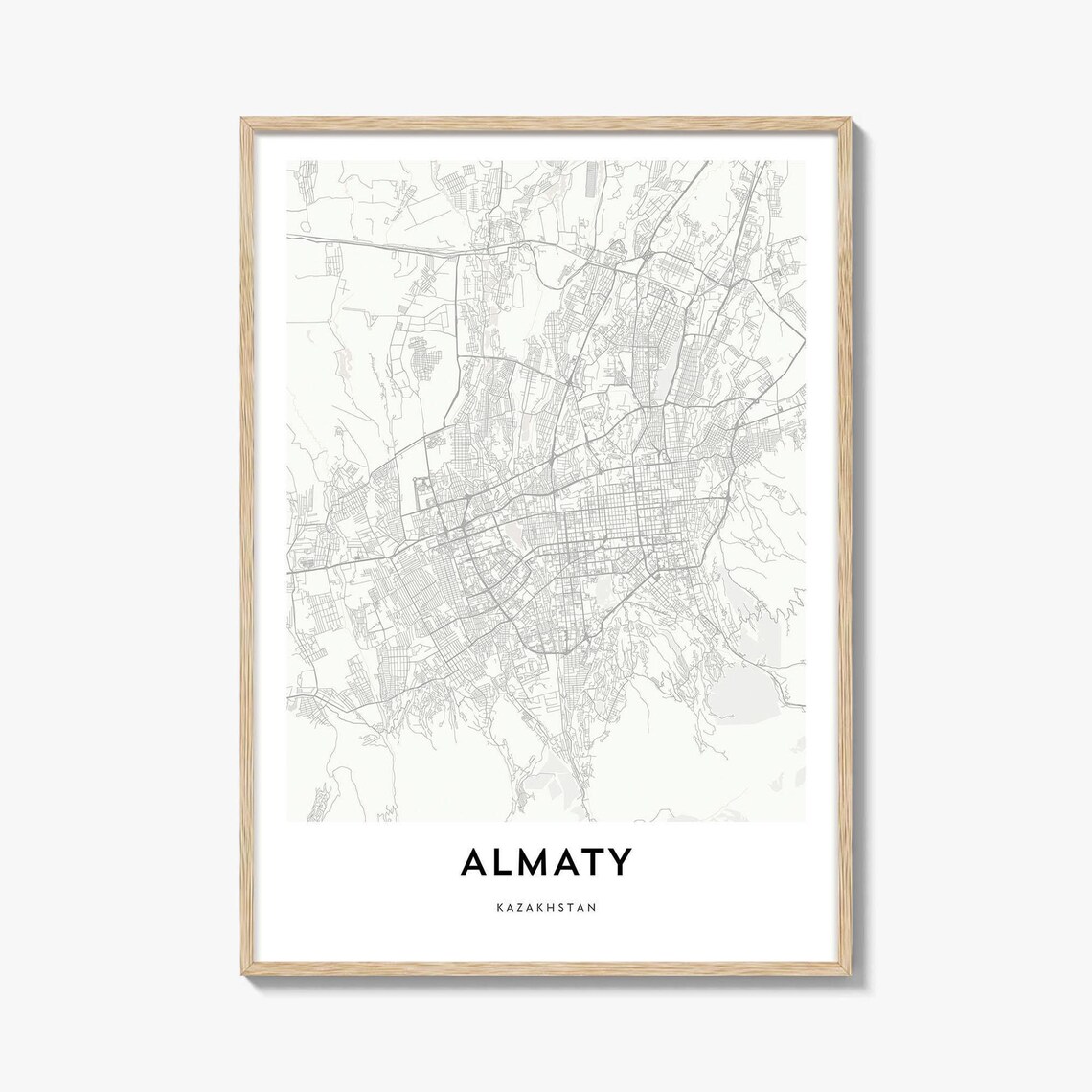 Almaty Kazakhstan Minimalist City Street Map Art Poster Asia Travel