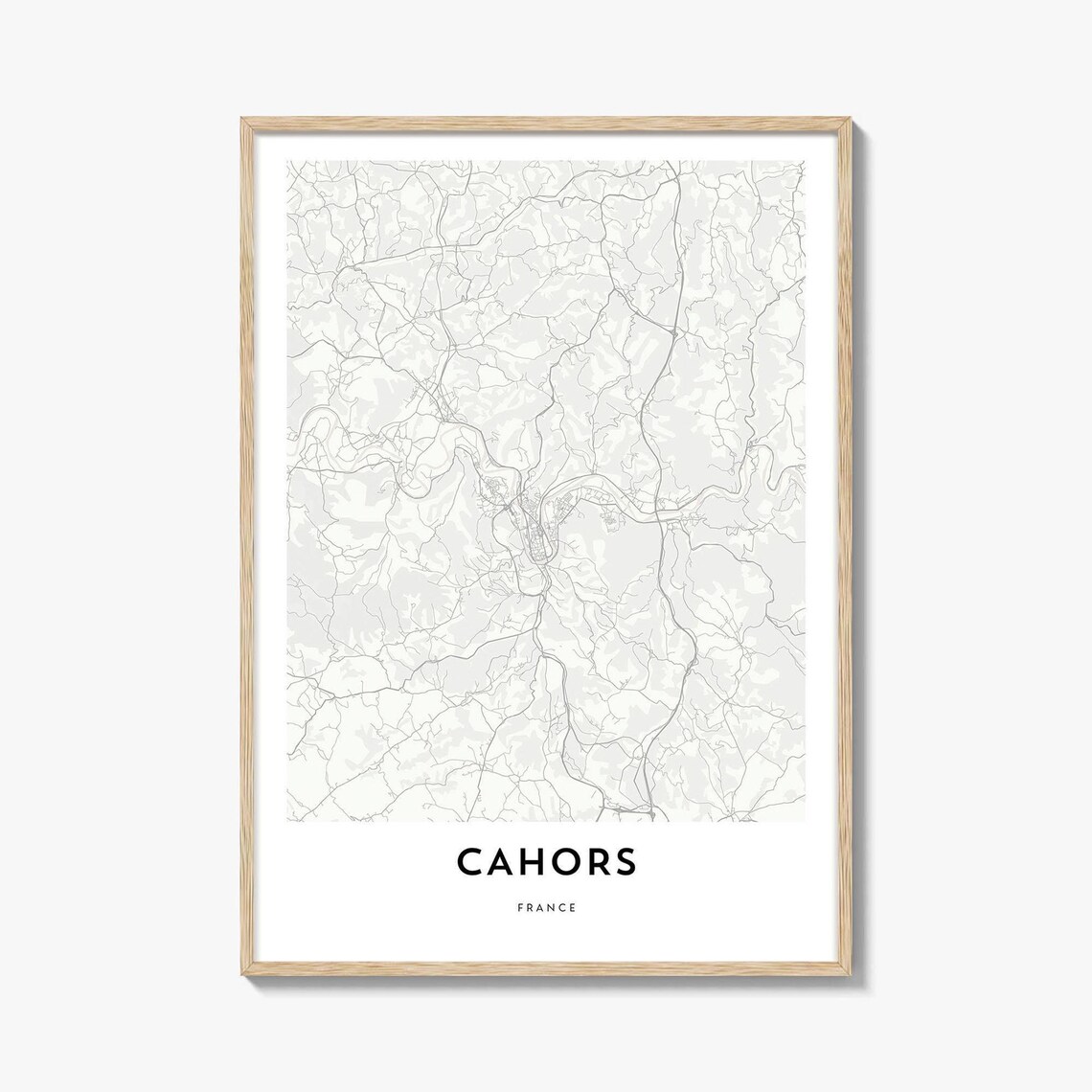 Cahors France Minimalist City Street Map Modern Line Art Wall Art