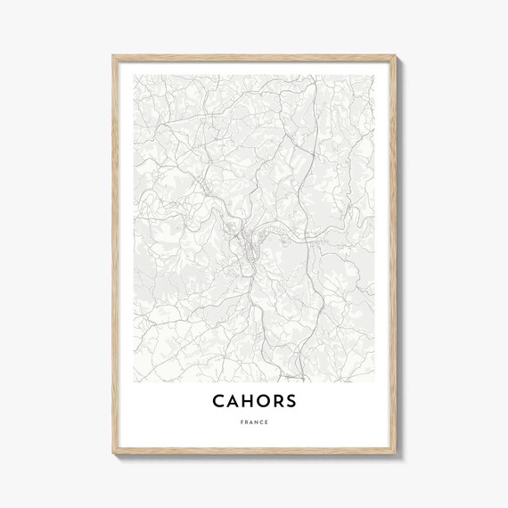 Cahors France Minimalist City Street Map Modern Line Art Wall Art