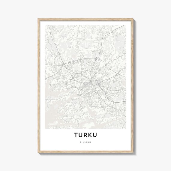 Minimalist Turku Finland City Street Map Gift Poster Artwork