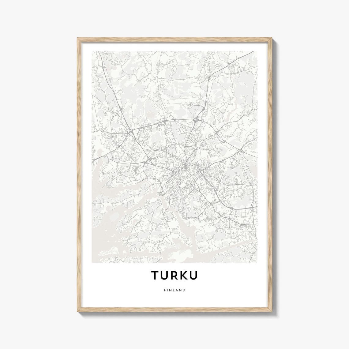 Minimalist Turku Finland City Street Map Gift Poster Artwork