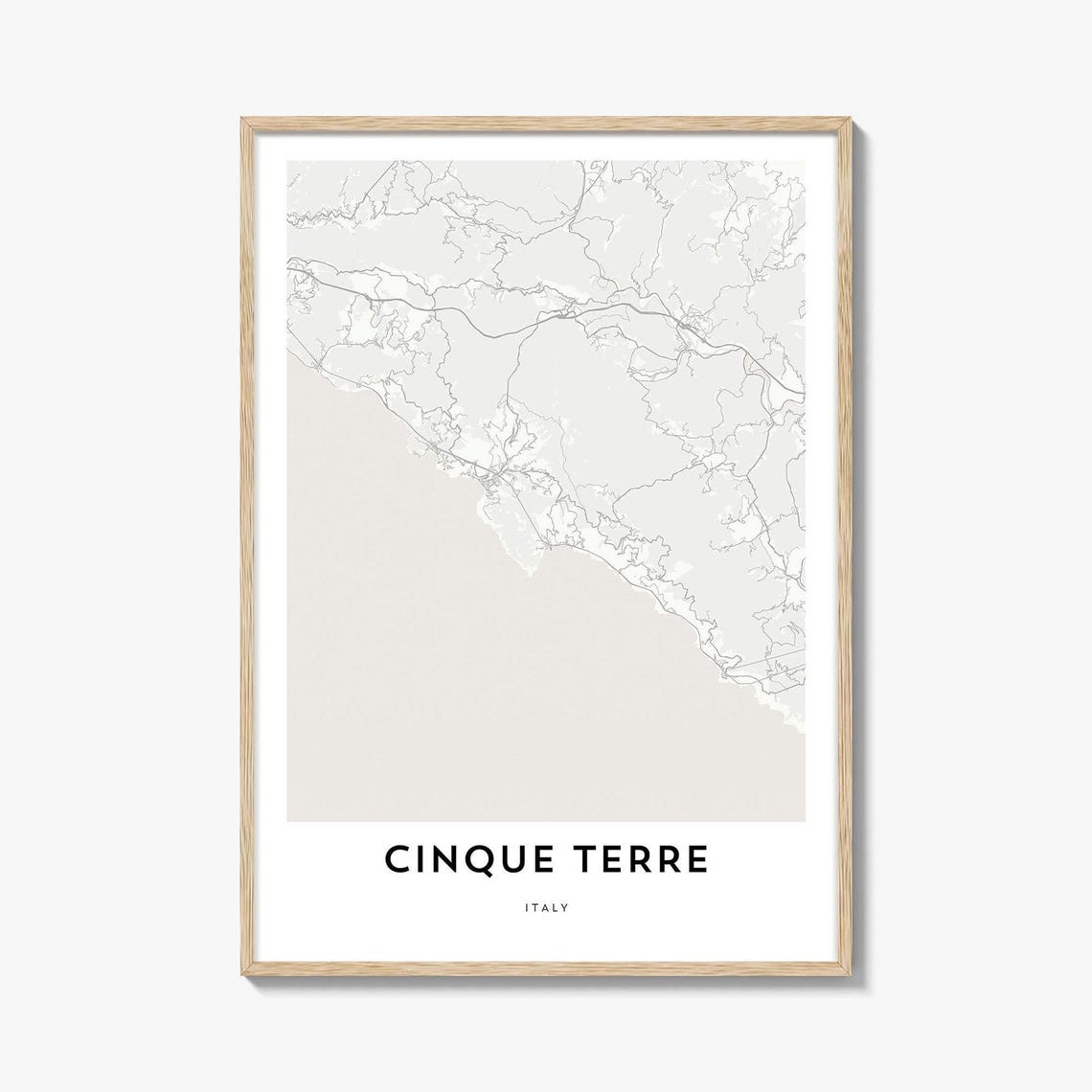 Cinque Terre Italy Coast Minimalist Street Map Wall Decor Poster