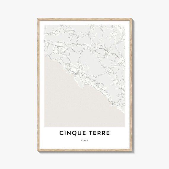 Cinque Terre Italy Coast Minimalist Street Map Wall Decor Poster