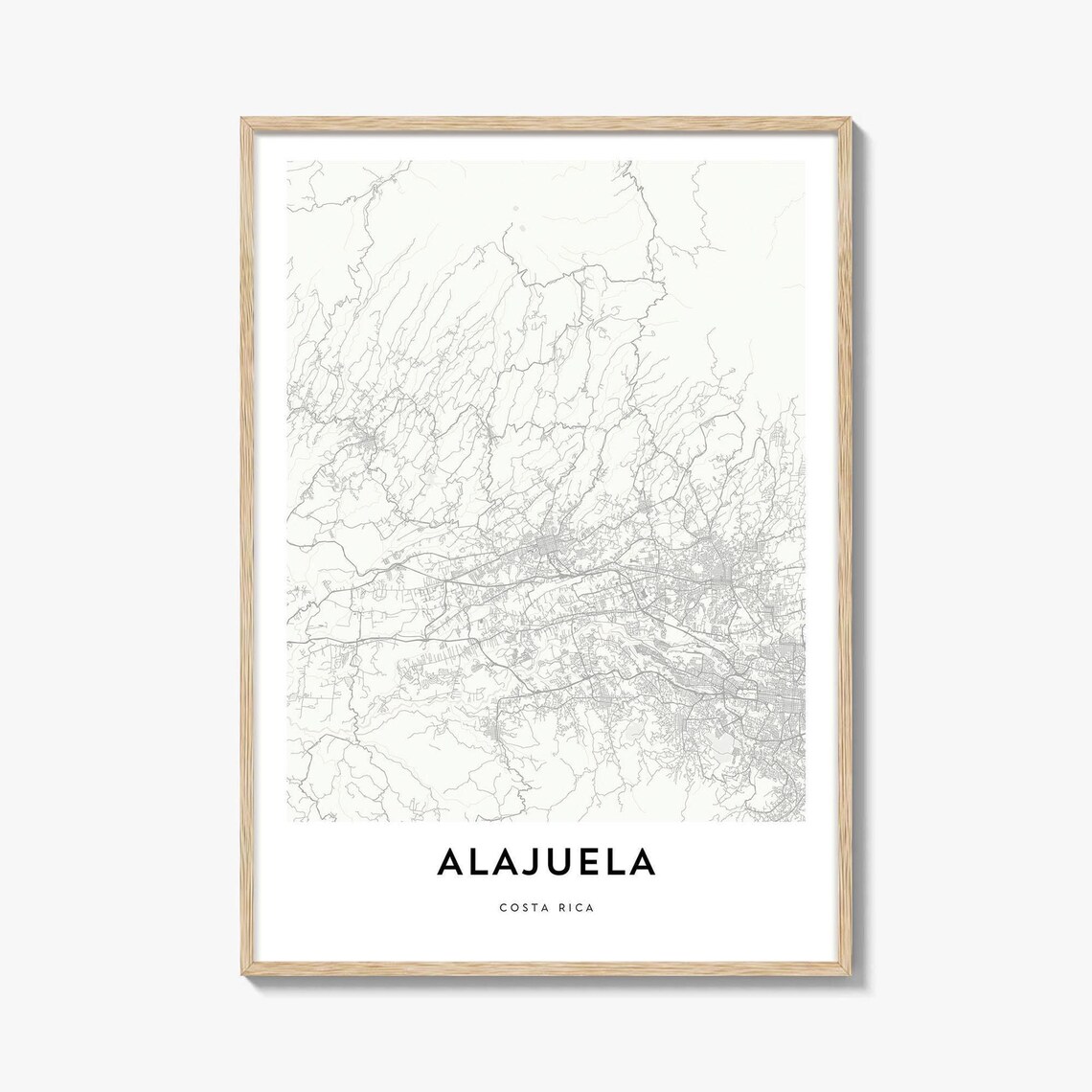 Alajuela Costa Rica Minimalist Modern City Map Home Decor Poster
