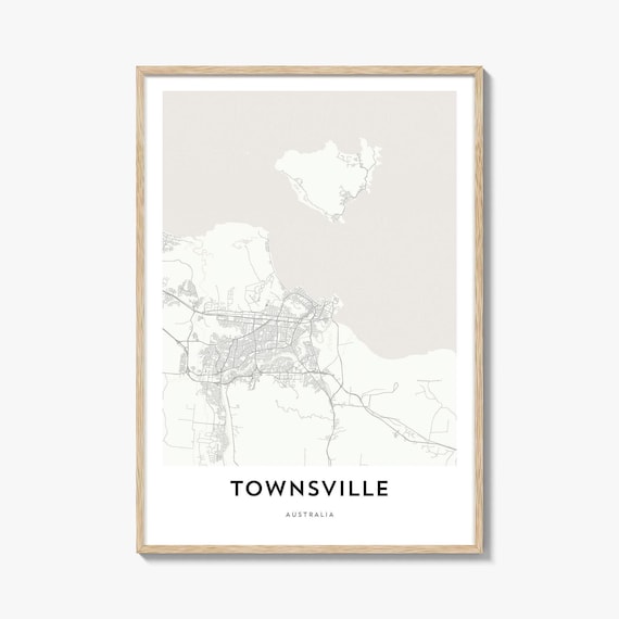 Townsville Australia Minimalist Black and White City Map Poster