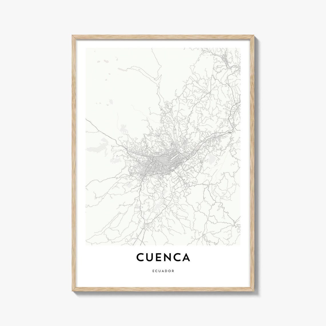 Colonial Cuenca Ecuador Minimalist City Map Line Art Travel Poster