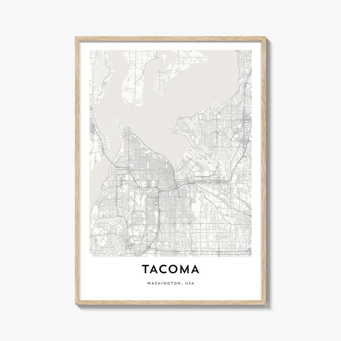 Tacoma Washington USA City Map Minimalist Line Art Poster Decor