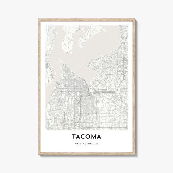 Tacoma Washington USA City Map Minimalist Line Art Poster Decor