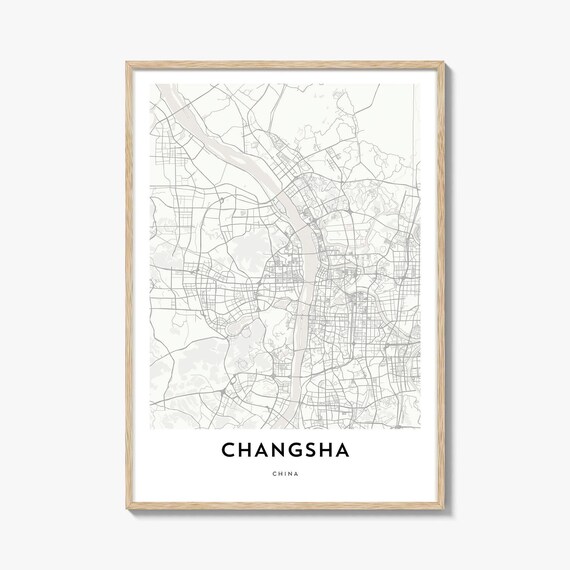 Changsha China Minimalist City Street Map Modern Home Decor Poster