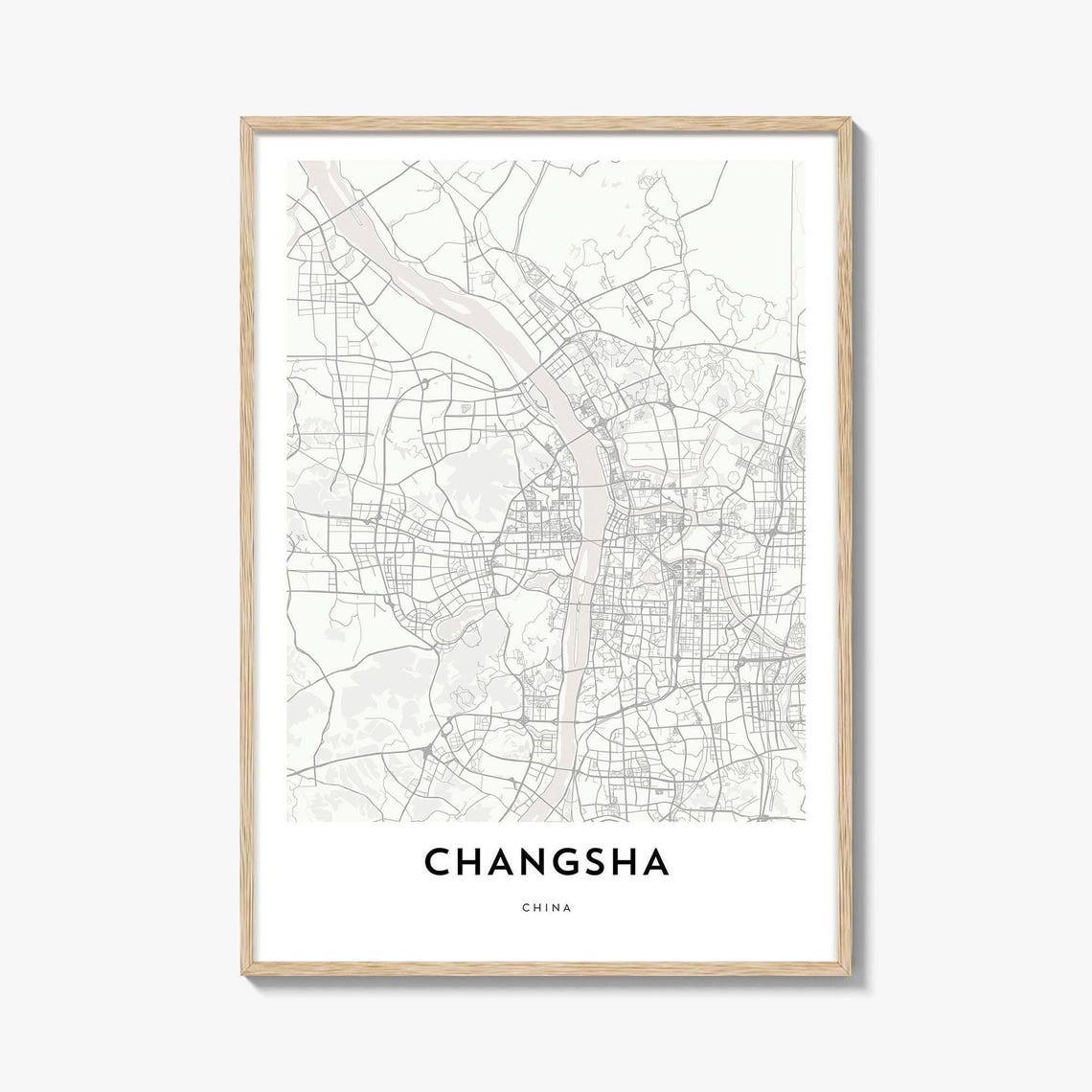 Changsha China Minimalist City Street Map Modern Home Decor Poster