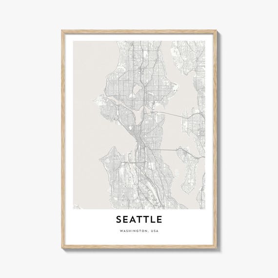Map Of Seattle Travel Poster, Washington City Artwork