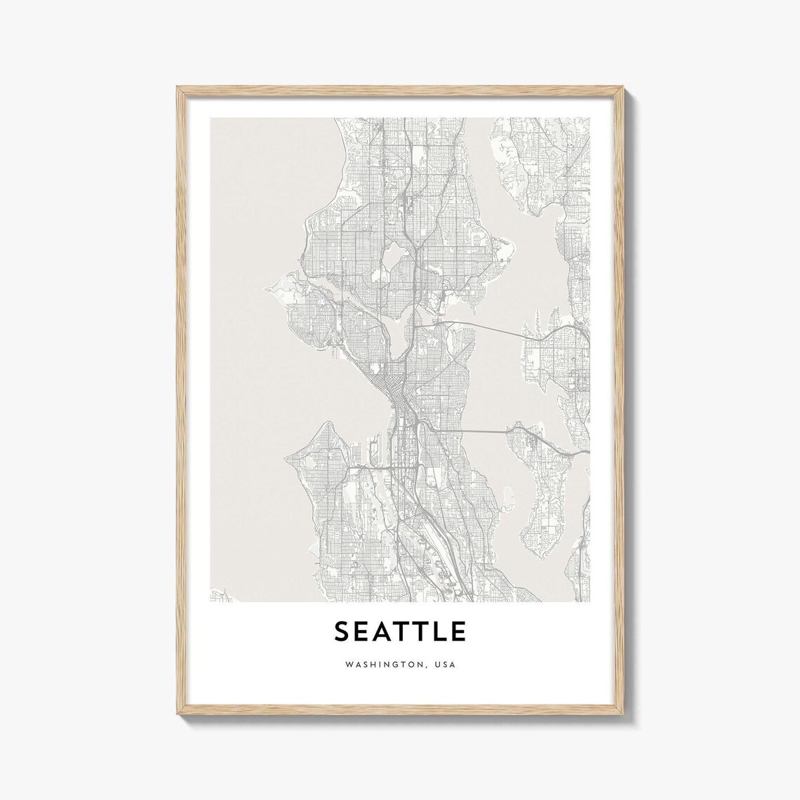 Map Of Seattle Travel Poster, Washington City Artwork