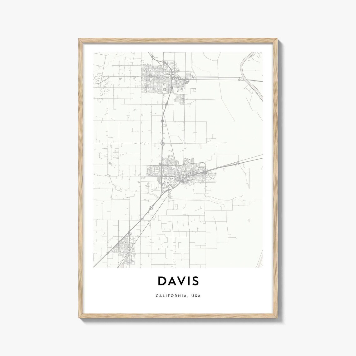 Davis California USA Minimalist City Map Poster Modern Street Art