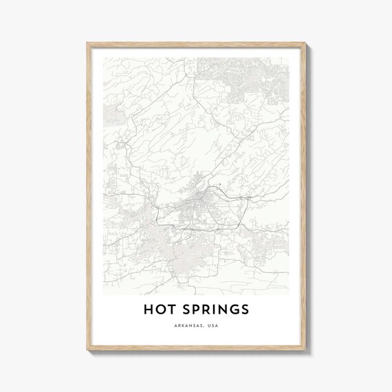 Hot Springs Arkansas Usa Minimal City Street Map Spa City Art Print
