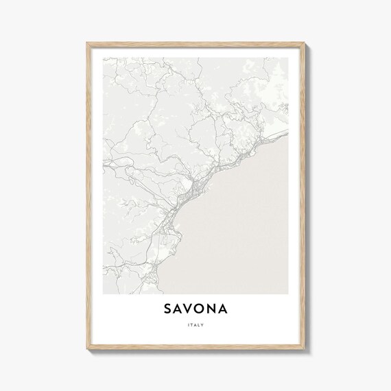 Minimalist Savona Italy City Road Map Modern Grey Layout Art Poster