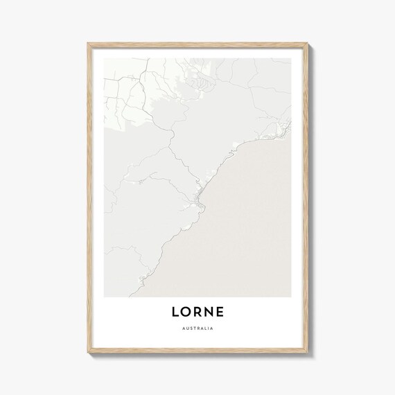 Lorne Australia Coastal Town Minimalist Street Map Travel Poster