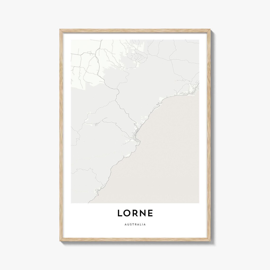 Lorne Australia Coastal Town Minimalist Street Map Travel Poster