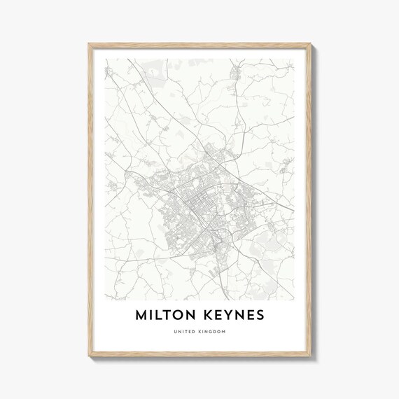Minimalist Milton Keynes United Kingdom Black Line City Map Poster