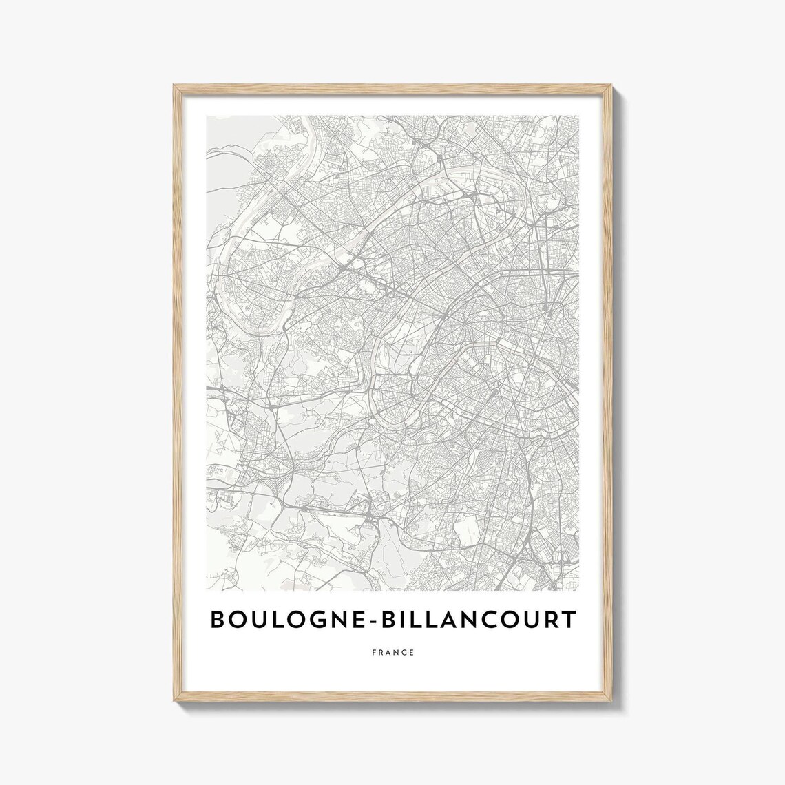 Boulogne Billancourt France Minimalist City Street Map Poster