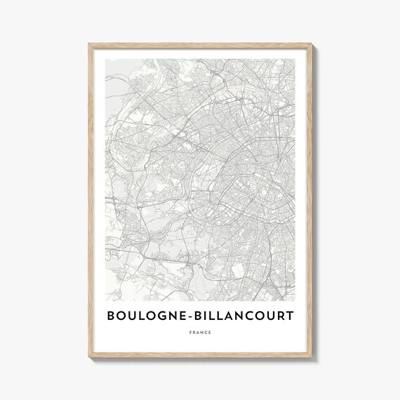 Boulogne Billancourt France Minimalist City Street Map Poster