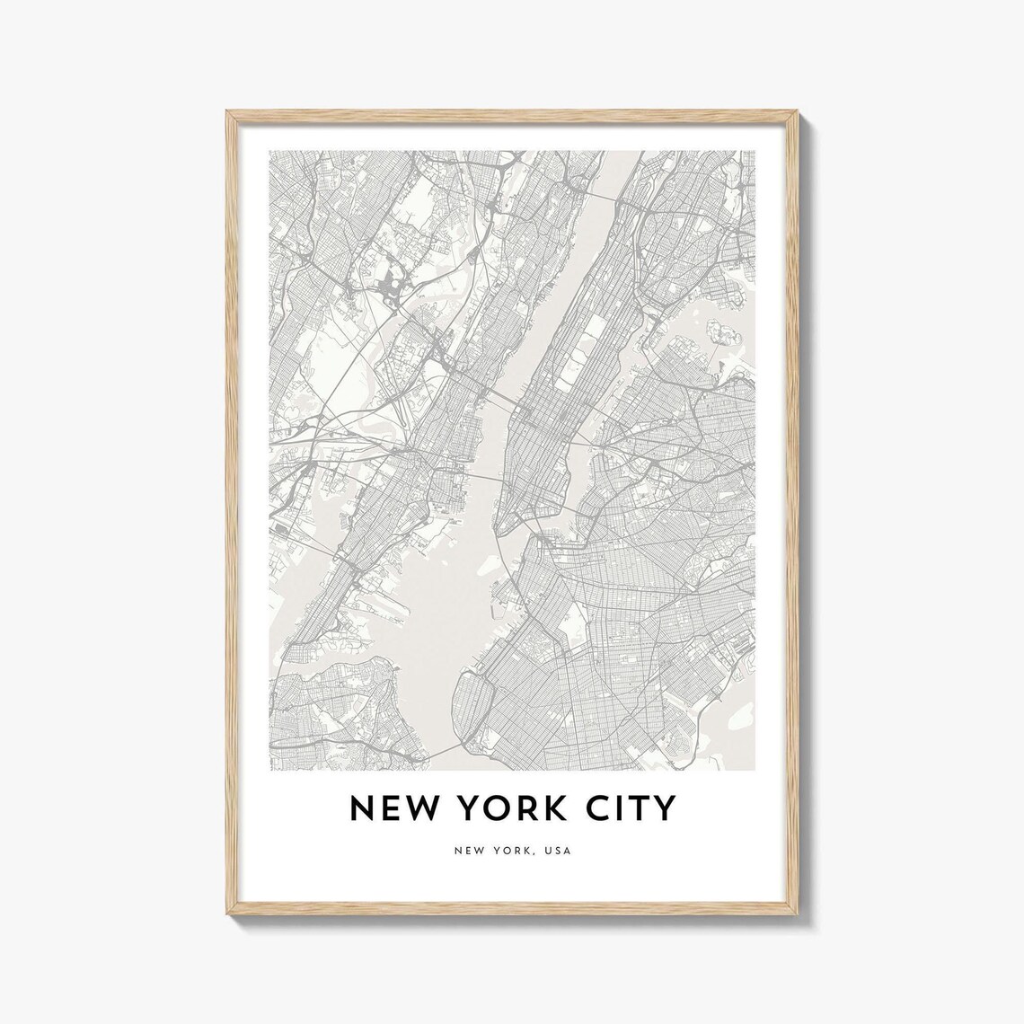 New York City Minimalist Street Map Urban Artwork Decor Poster