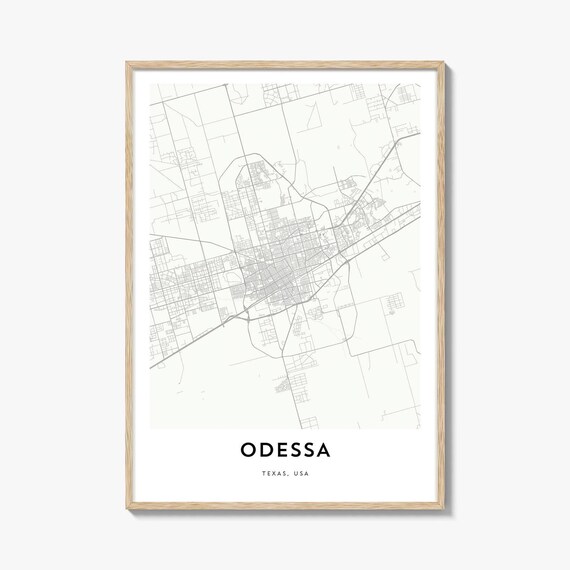 Odessa Texas USA City Street Map Minimalist Decor Art Poster