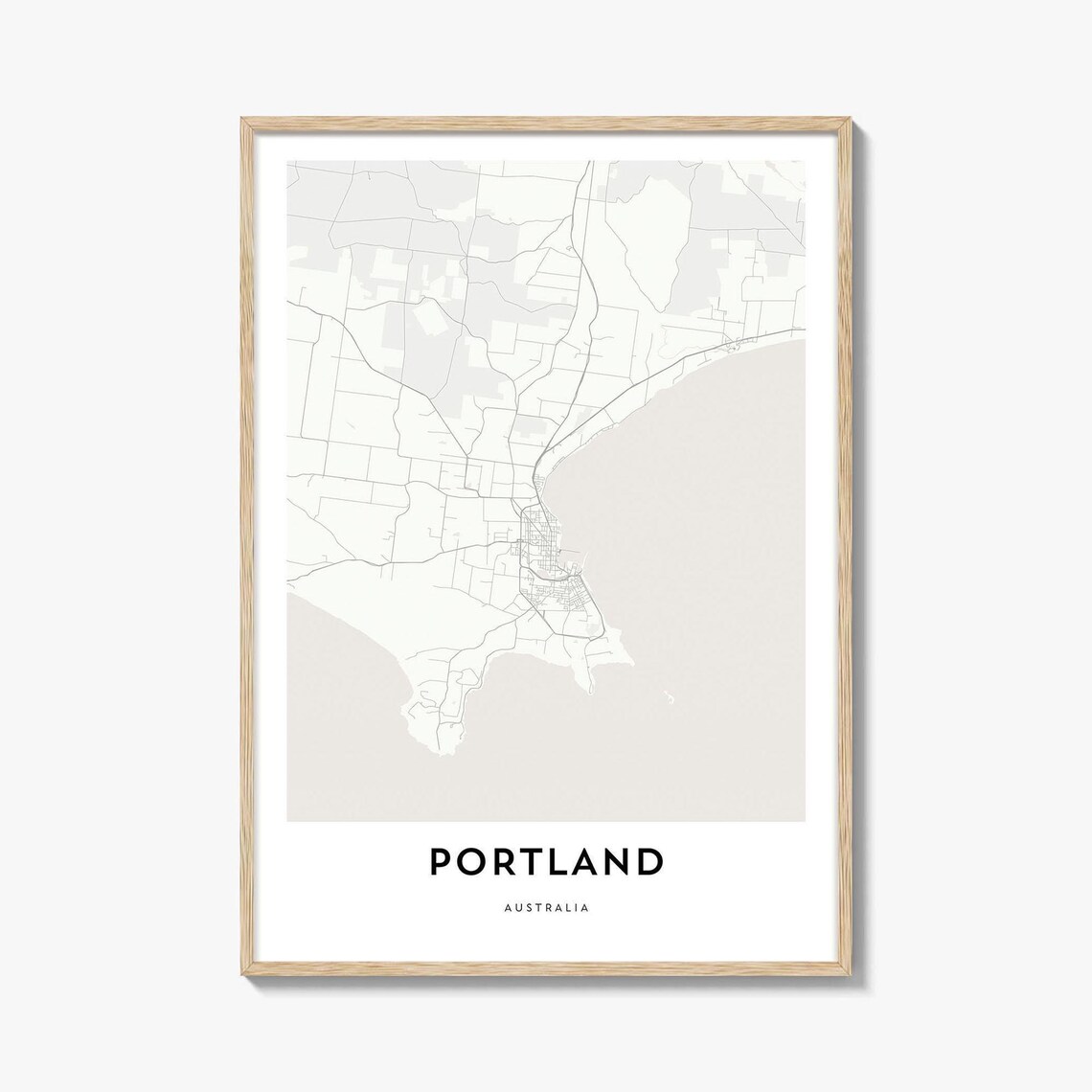 Portland Australia Minimalist City Street Map Decor Wall Art
