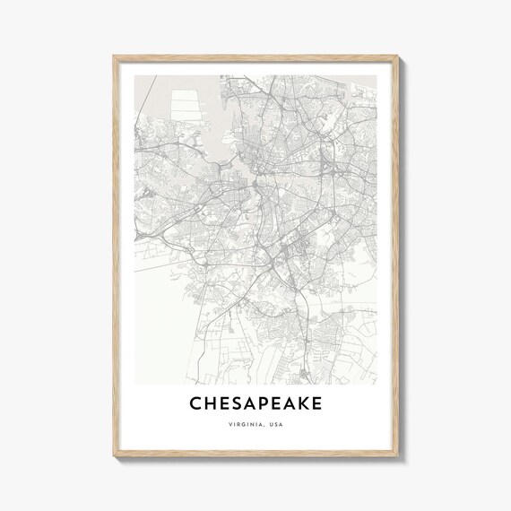 Chesapeake Virginia Minimalist Street Map Line Art Modern Wall Art