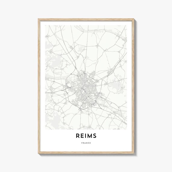 Reims France Minimalist City Street Map Gift Wall Decor Poster