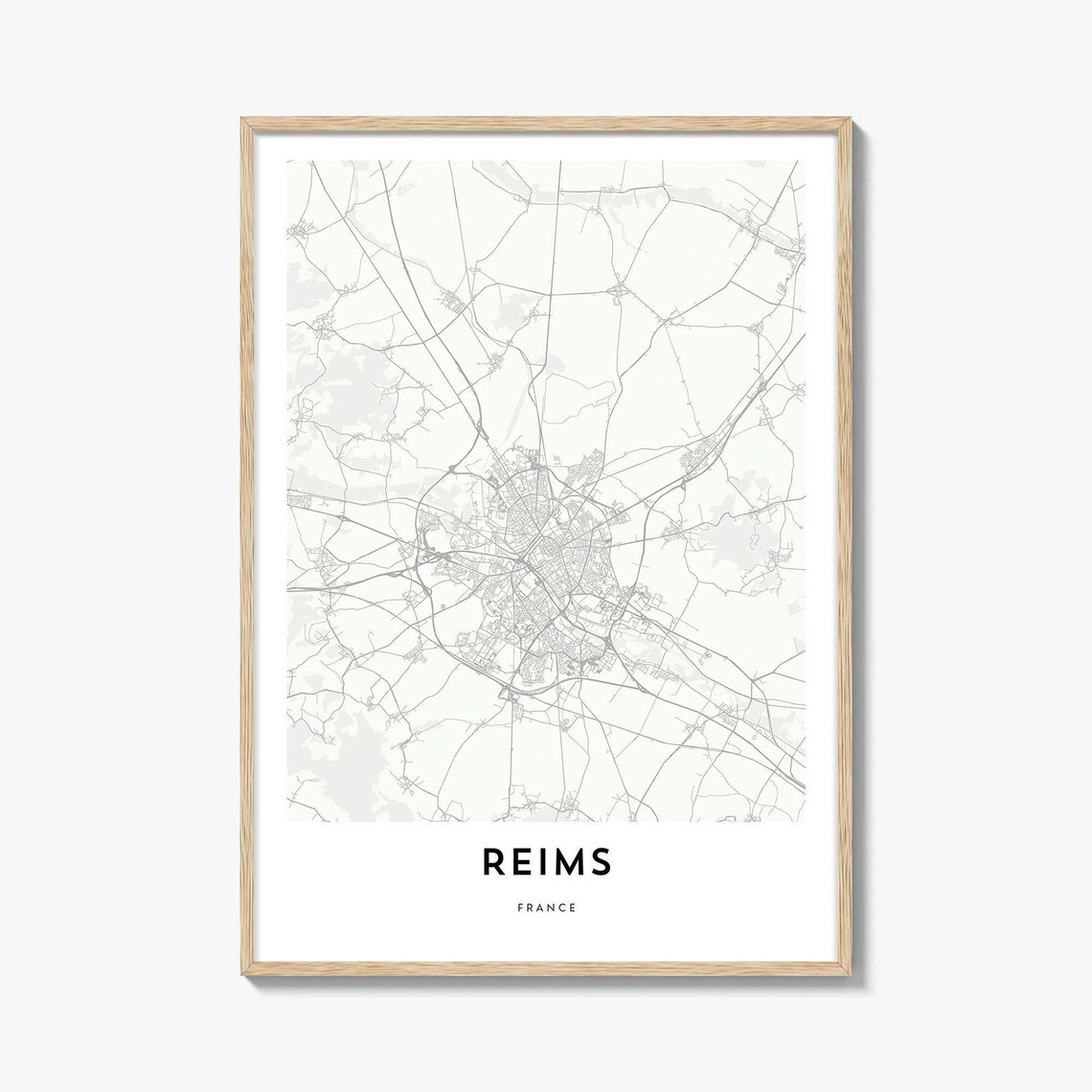 Reims France Minimalist City Street Map Gift Wall Decor Poster