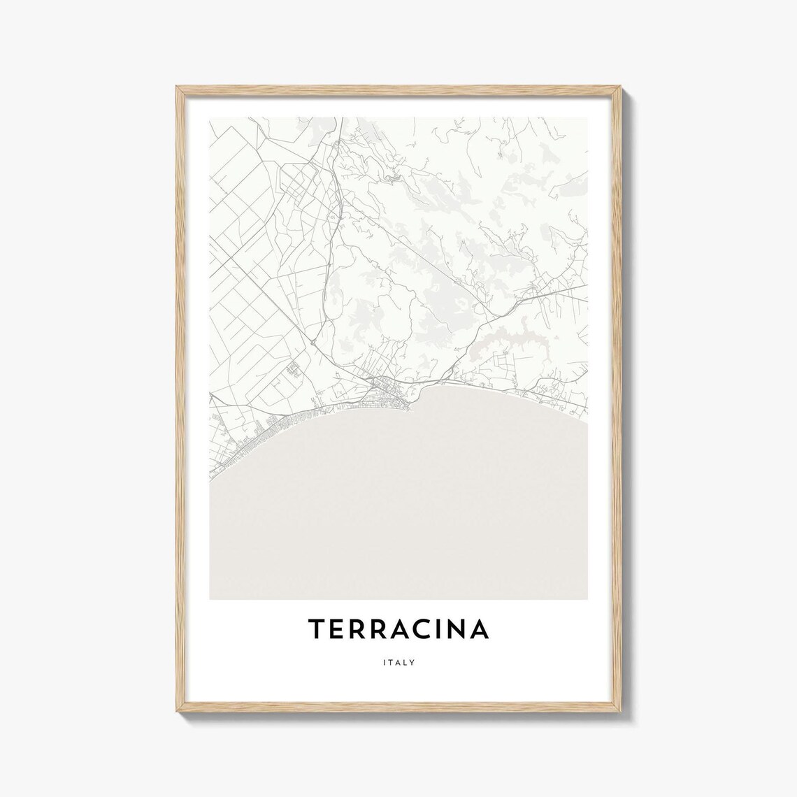 Terracina Italy Coastal Town Minimalist Street Map Art Poster