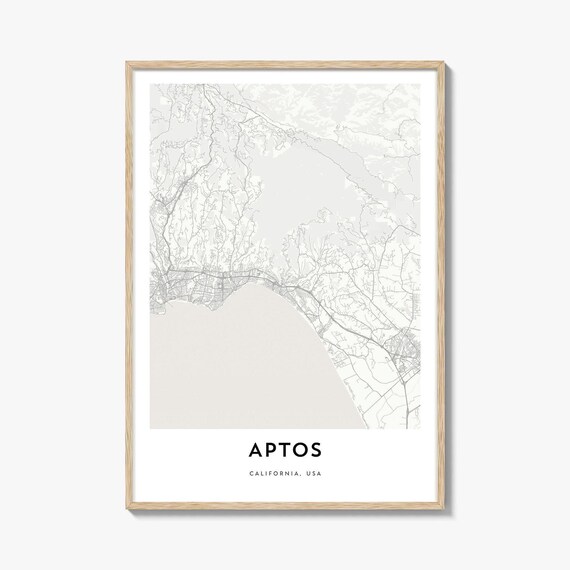 Aptos California Minimalist Coast Map Santa Cruz County Poster