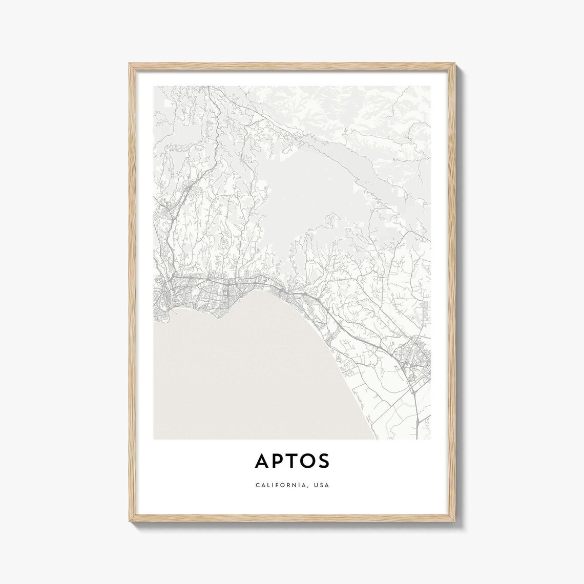 Aptos California Minimalist Coast Map Santa Cruz County Poster