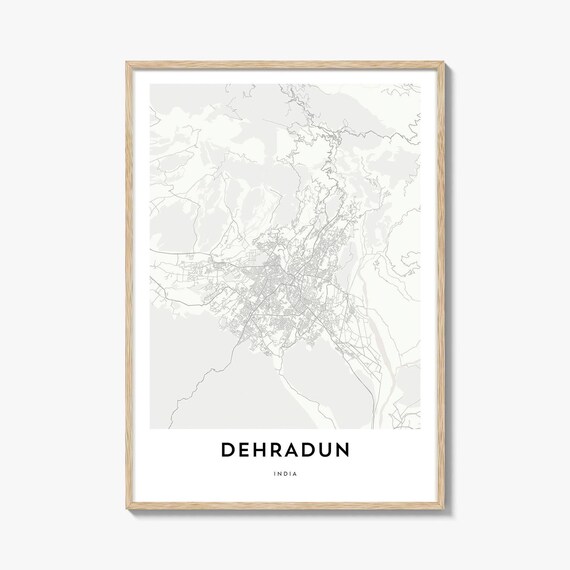 Dehradun India Minimalist Street Map Mountain City Line Art Wall Poster
