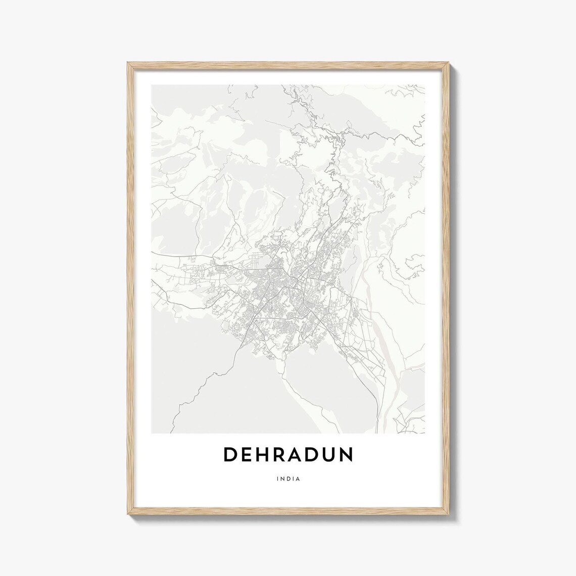 Dehradun India Minimalist Street Map Mountain City Line Art Wall Poster