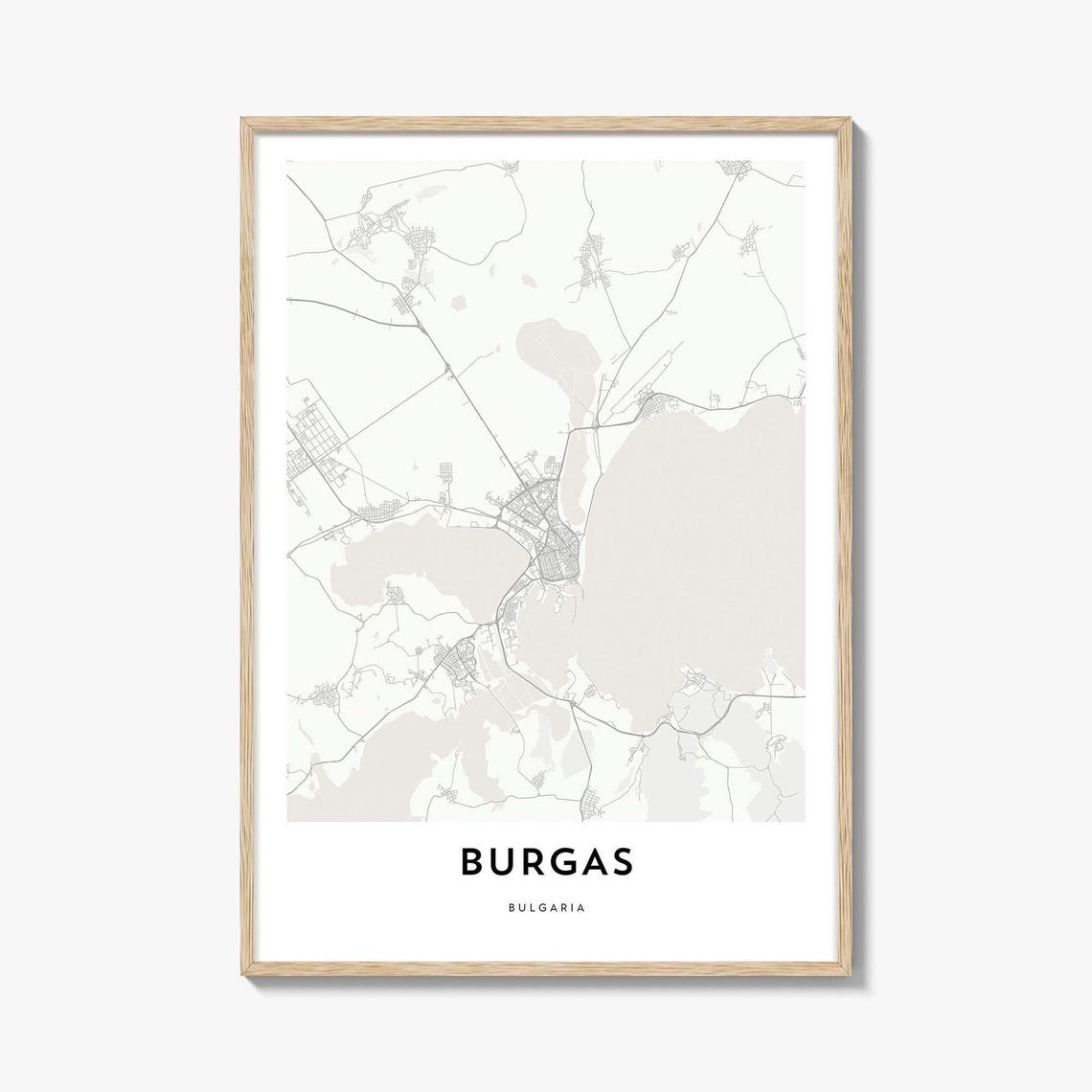 Burgas Bulgaria Minimalist City Street Map Line Art Decor Poster
