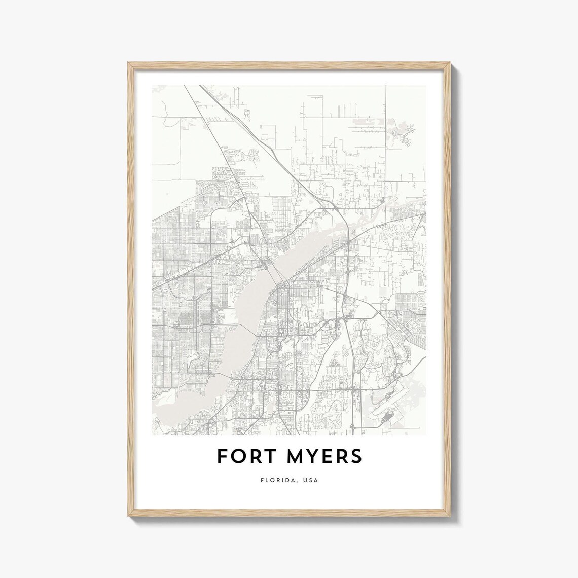 Fort Myers Florida Minimal Line Street Map City Art Poster Gift