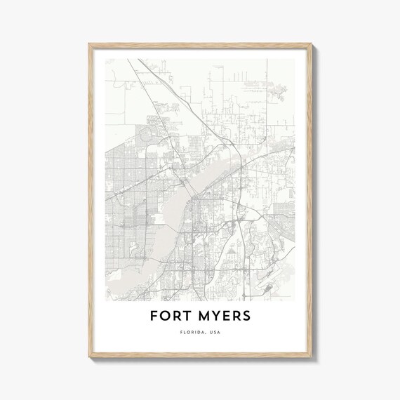 Fort Myers Florida Minimal Line Street Map City Art Poster Gift