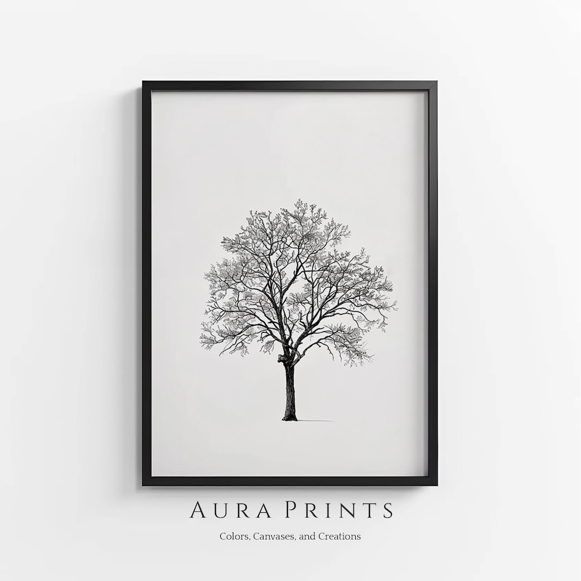 Oak Tree Pencil Sketch, Neutral Nursery Art Print