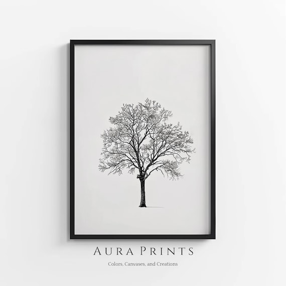 Oak Tree Pencil Sketch, Neutral Nursery Art Print