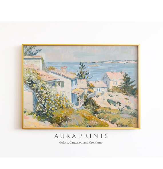 Summer Cottage By The Sea Impressionist Coastal Houses Poster