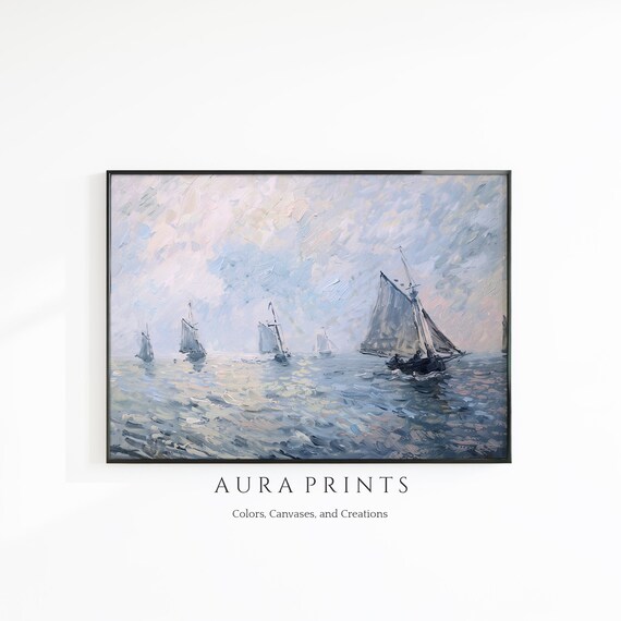 Impressionist Sailing Regatta Ocean Pastel Oil Painting Poster