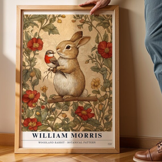 William Morris Rabbit Print Vintage Floral Wall Art 5x7in Pdfpng