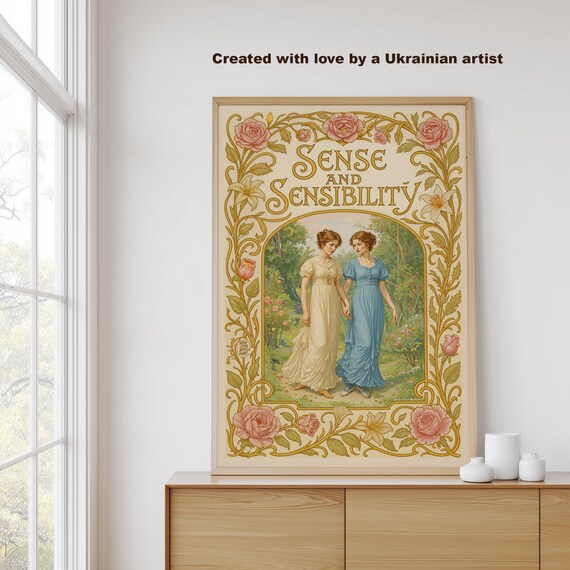 Art Nouveau Sense And Sensibility Print Regency Sisters Illustration