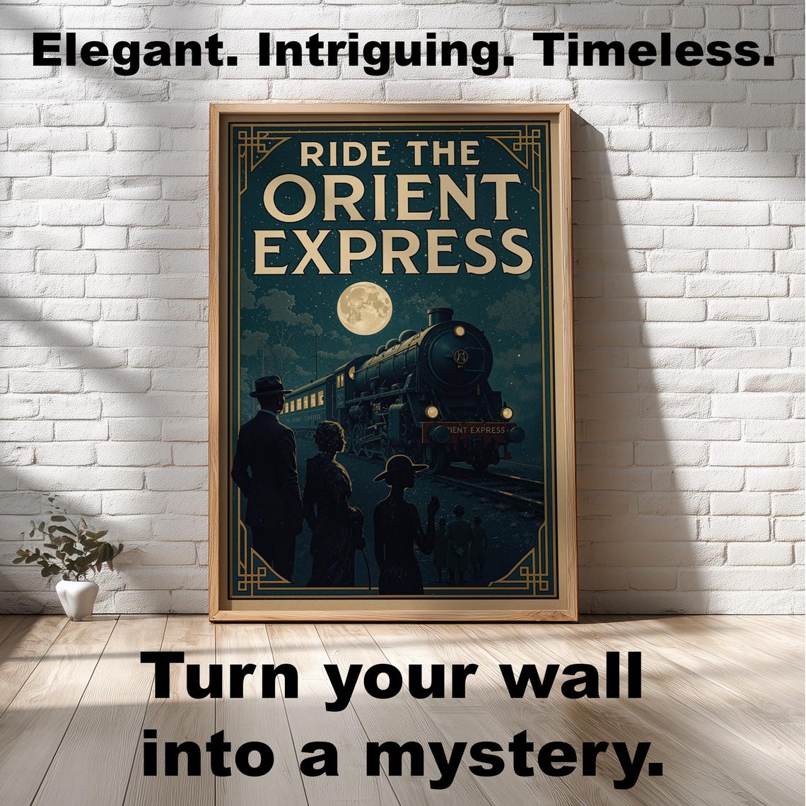 Ride the Orient Express Art Deco Moonlit Train Travel Poster