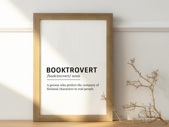 Booktrovert Definition Print Funny Book Lover Wall Art Introvert Reader Gift For Home Library Decor Book Lover Art Gift